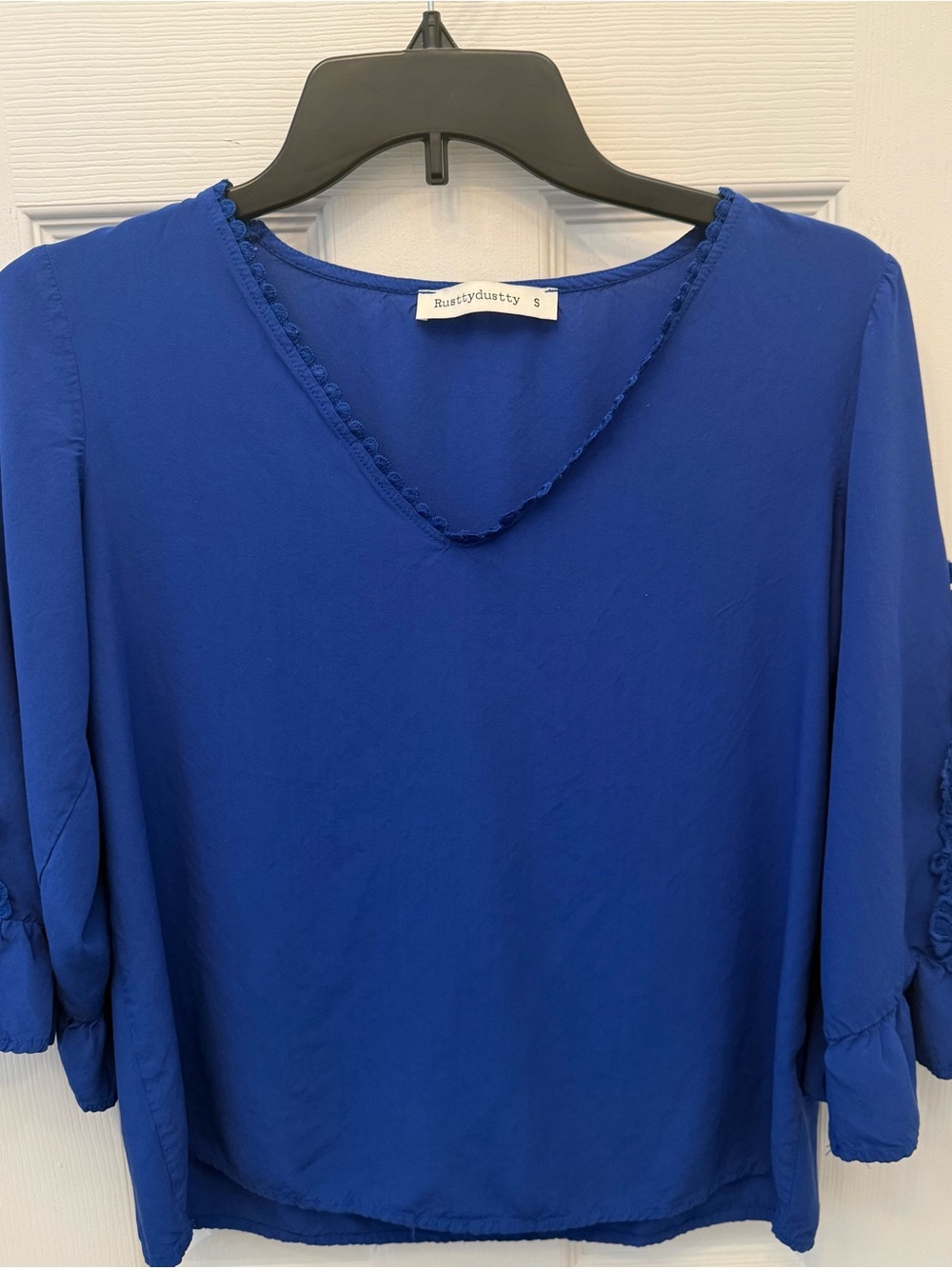 Women's Royal Blue V-Neck Blouse small